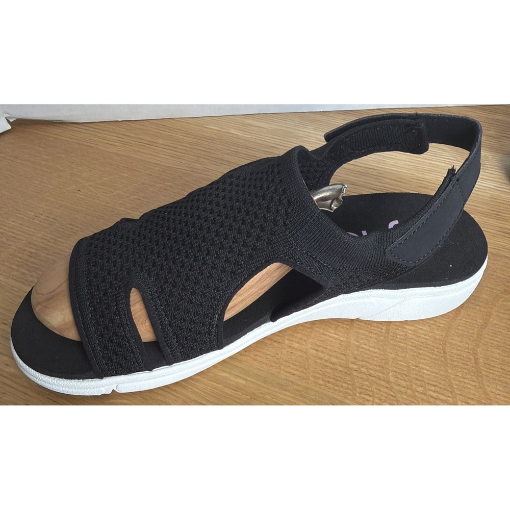Ryka Black Knit Slingback Sandals with White Sole - Picture 4 of 7